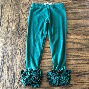 Marie Nicole Green Ruffle Hem Kids Leggings
